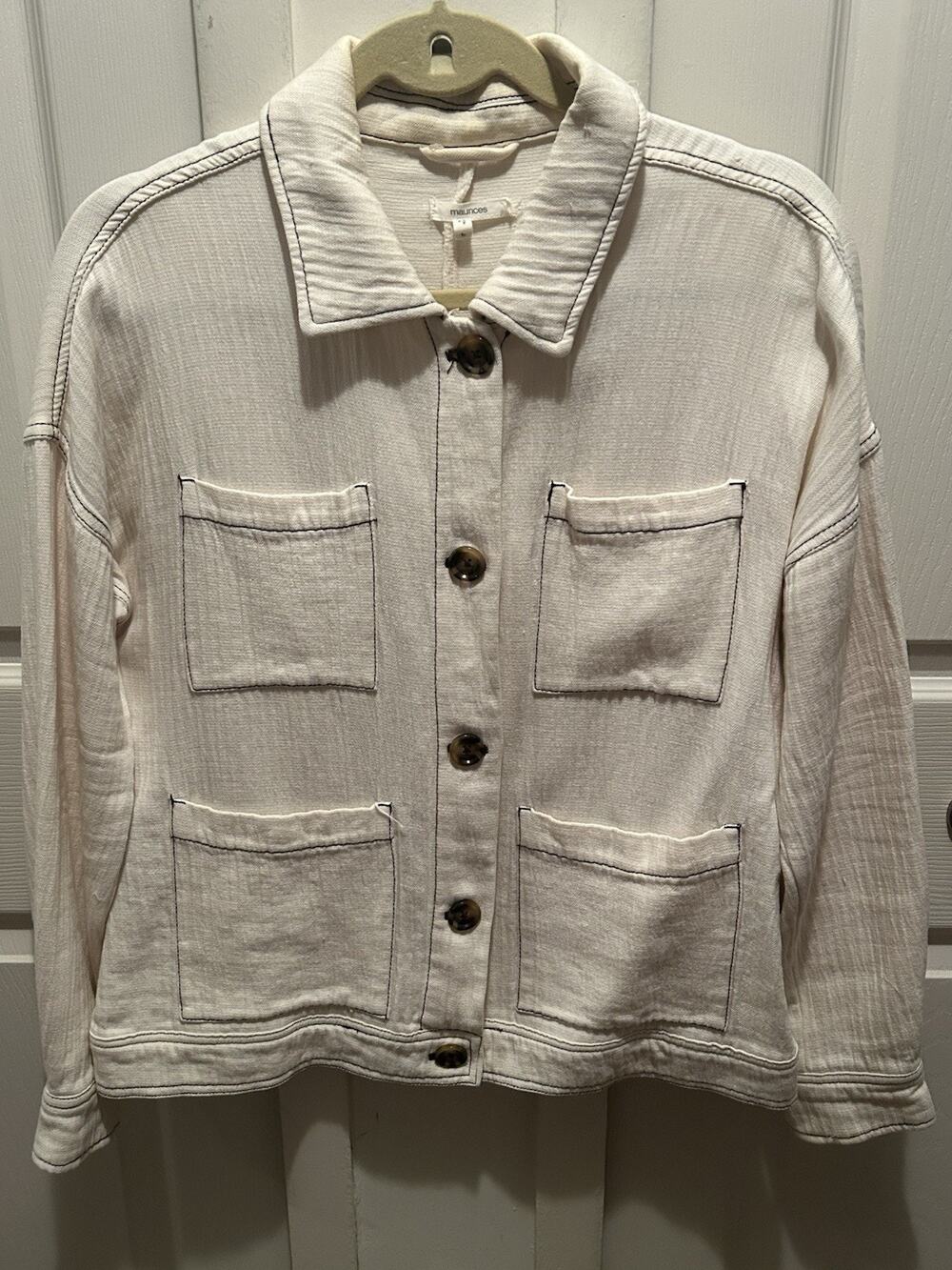 Maurices Women’s Cream/Beige Jacket Size L Four Pockets Button Closure